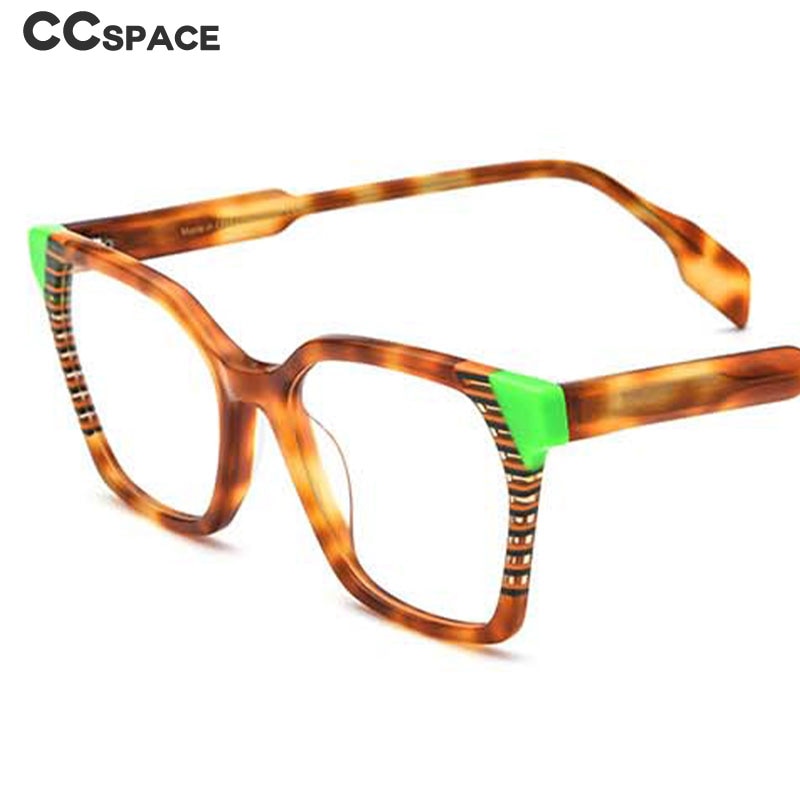 CCSpace Unisex Full Rim Square Acetate Eyeglasses 55167 Full Rim CCspace   