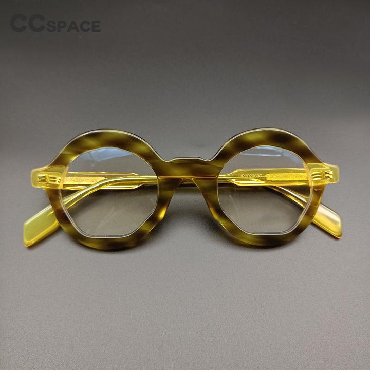 CCSpace Unisex Full Rim Round Handcrafter Acetate Eyeglasses 55100 Full Rim CCspace   