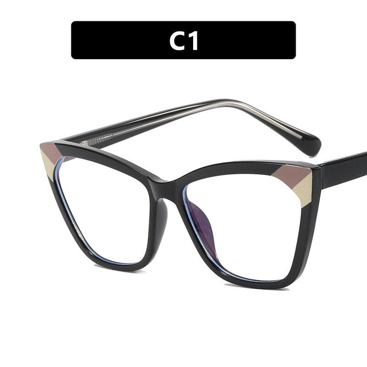 CCSpace Women's Full Rim Square Cat Eye Tr 90 Titanium Eyeglasses 55300 Full Rim CCspace BlackWhite China 