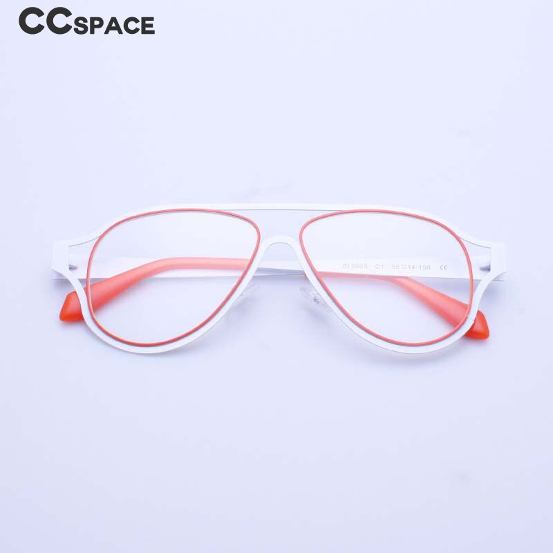 CCSpace Unisex Full Rim Oversized Round Square Acetate Stainless Steel Double Bridge Eyeglasses 54532 Full Rim CCspace   
