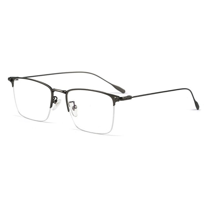 Yimaruili Men's Semi Rim Square Titanium Eyeglasses 9913S Semi Rim Yimaruili Eyeglasses Gun  