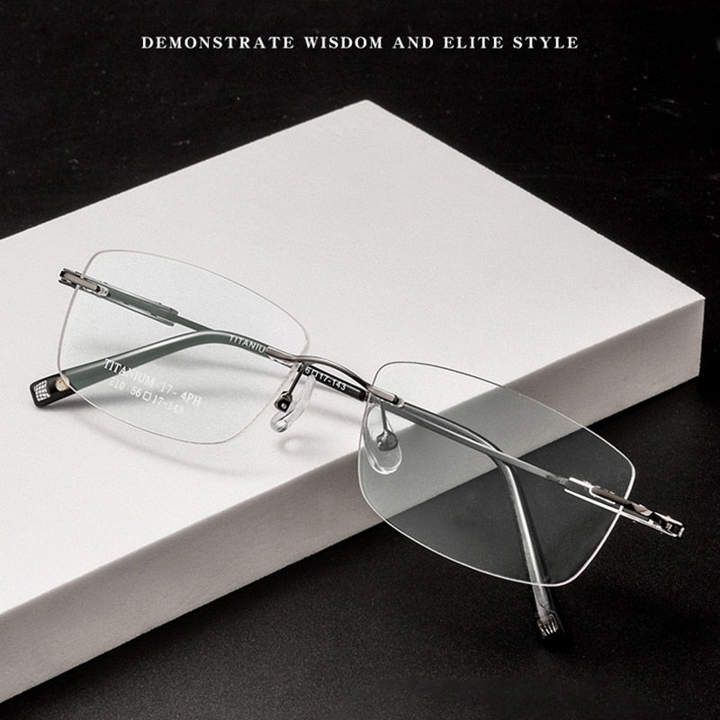 Handoer Men's Rimless Customized Lens Titanium Eyeglasses Z10wk Rimless Handoer   