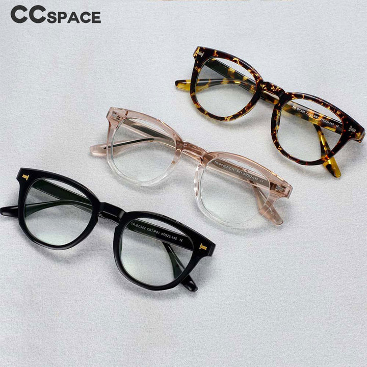 CCSpace Unisex Full Rim Square Round Acetate Tr 90 Titanium Frame Eyeglasses 54200 Full Rim CCspace   