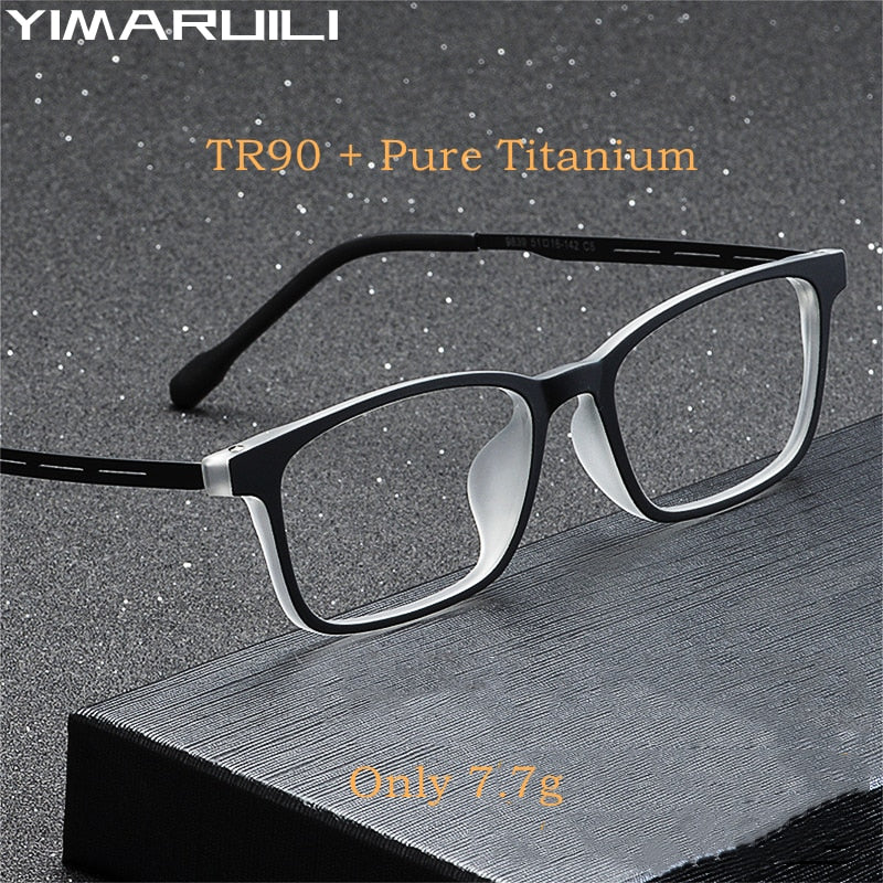 Yimaruili Unisex Full Rim Small Square Tr 90 Rubber Titanium Eyeglasses 9839XP Full Rim Yimaruili Eyeglasses   