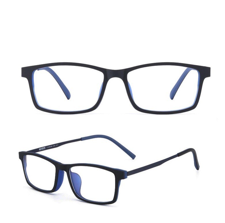 KatKani Unisex Full Rim Square Tr 90 Titanium Eyeglasses 18006 Full Rim KatKani Eyeglasses Black Blue  