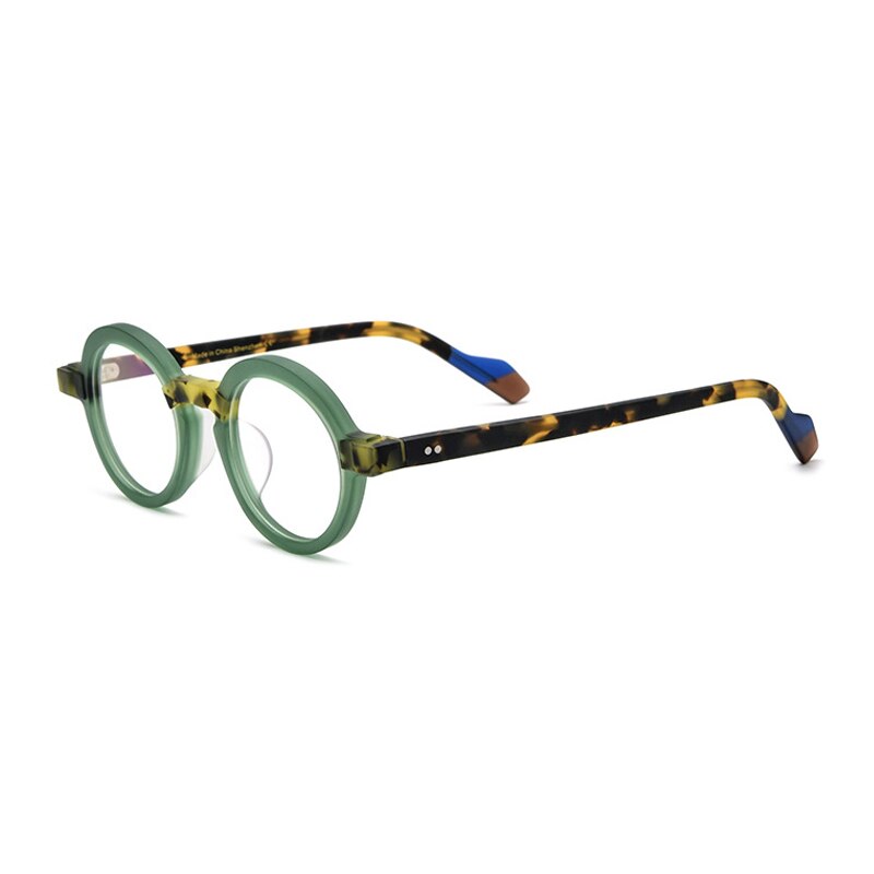 Gatenac Unisex Full Rim Round Brushed Acetate Eyeglasses Gxyj876 Full Rim Gatenac Green  