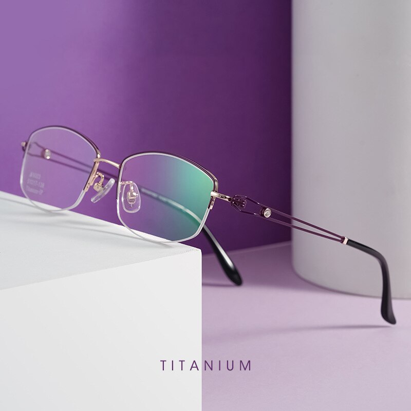 Hotony Women's Semi Rim Square Titanium Eyeglasses Bv6003 Semi Rim Hotony   