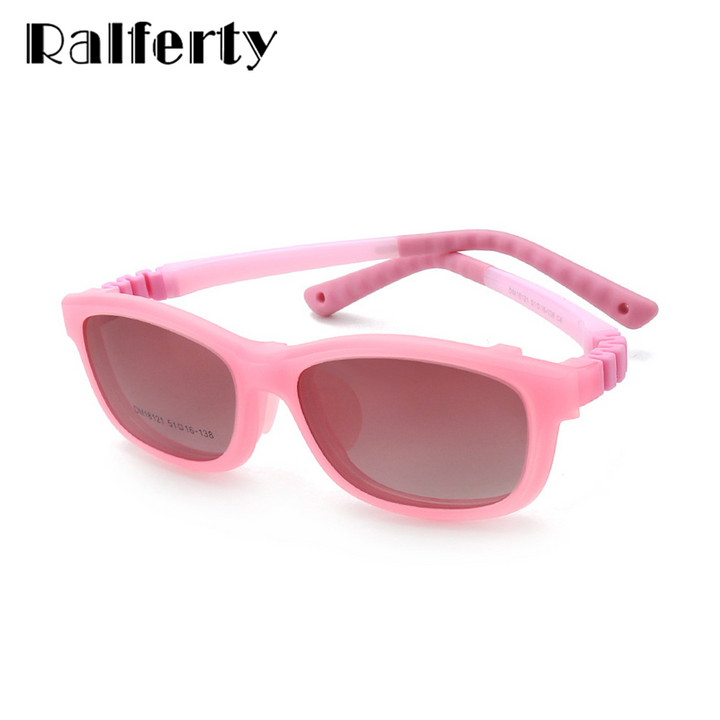 Ralferty  Unisex Children's Full Rim Square Acetate Eyeglasses With Polarized Clip On Sunglasses M18119 Clip On Sunglasses Ralferty   