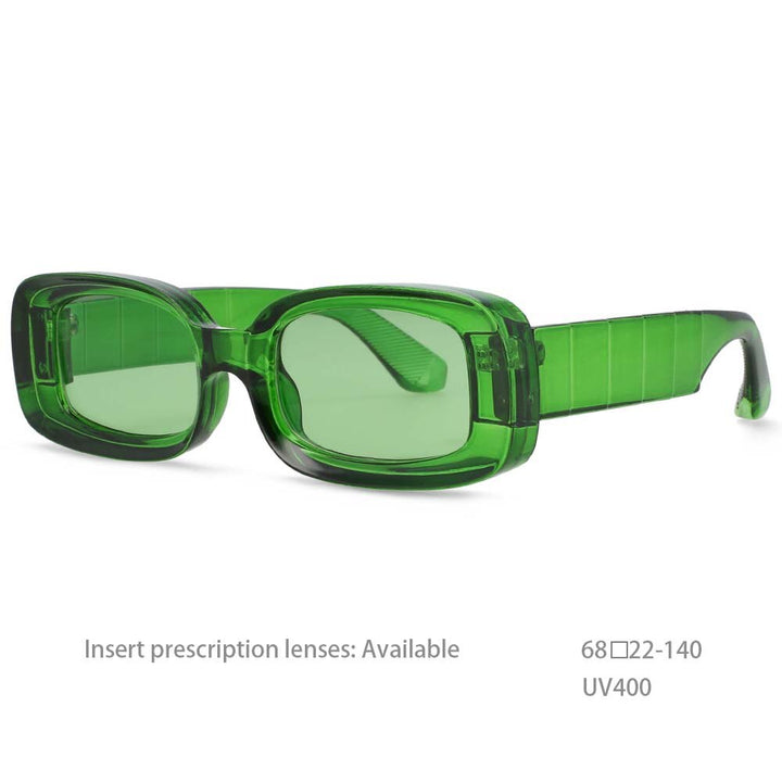 CCSpace Unisex Full Rim Rectangle Resin Frame Punk Sunglasses 54430 Sunglasses CCspace Sunglasses Green as picture 