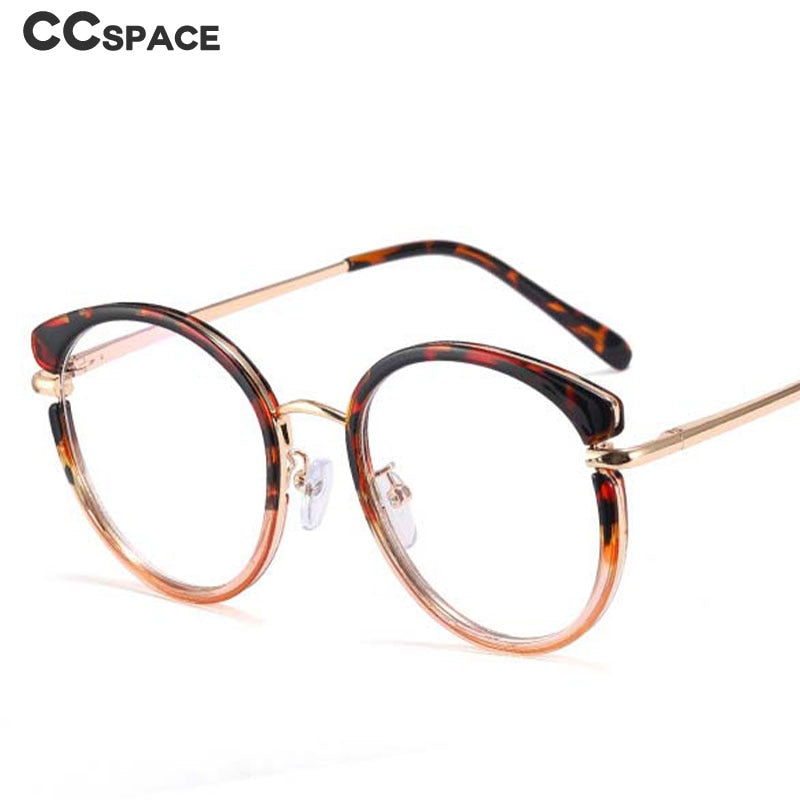 CCSpace Women's Full Rim Round Cat Eye Tr 90 Titanium Eyeglasses 55237 Full Rim CCspace   