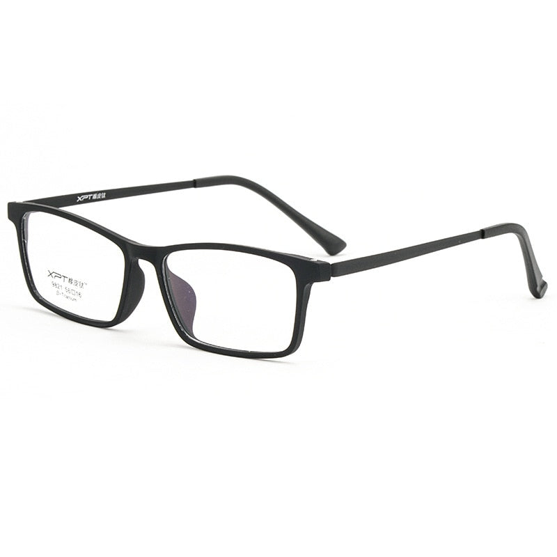 Yimaruili Men's Full Rim Square Tr 90 Titanium Eyeglasses 9821 Full Rim Yimaruili Eyeglasses Black  