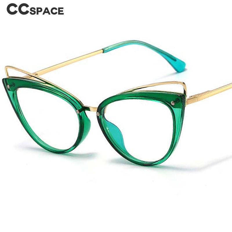 CCspace Women's Full Rim Cat Eye Acetate Alloy Eyeglasses 55060 Full Rim CCspace   