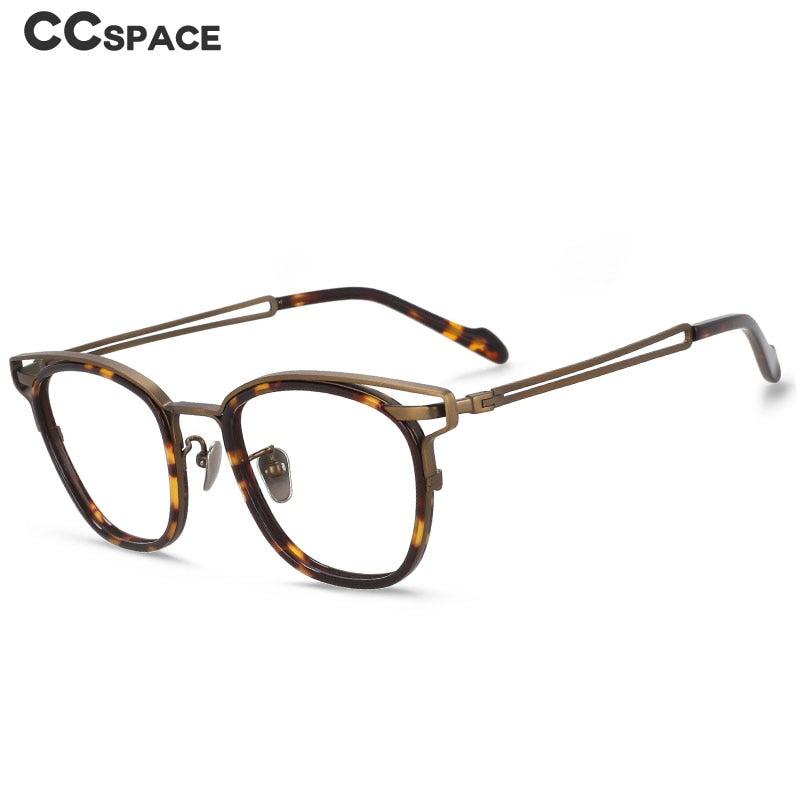 CCspace Unisex Full Rim Square Titanium Acetate Eyeglasses 55227 Full Rim CCspace   