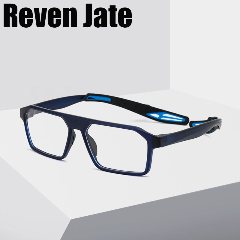 Reven Jate Unisex Full Rim Square Tr 90 Sport Eyeglasses 1218 Sport Eyewear Reven Jate   