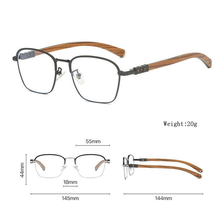 Hdcrafter Men's Full Rim Square Titanium Eyeglasses K0035 Full Rim Hdcrafter Eyeglasses   