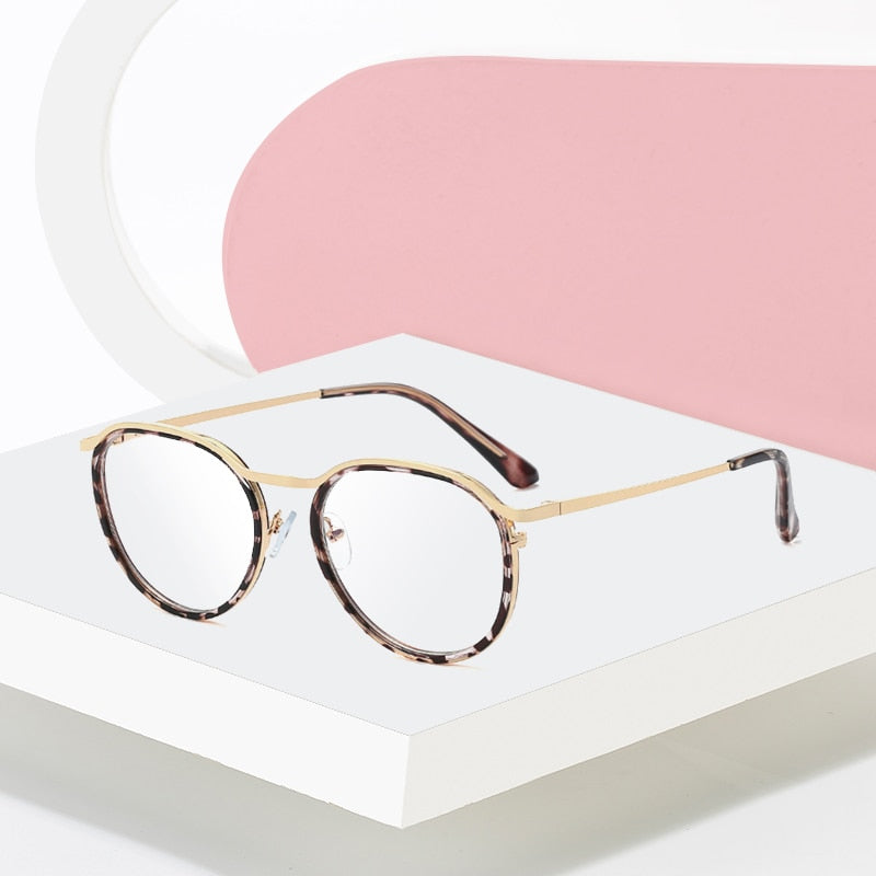 Hotony Women's Full Rim Round TR 90 Resin Alloy Frame Eyeglasses 95909 Full Rim Hotony   