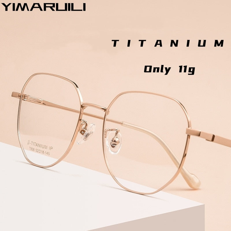 Yimaruili Unisex Full Rim Polygonal Titanium Eyeglasses T808 Full Rim Yimaruili Eyeglasses   