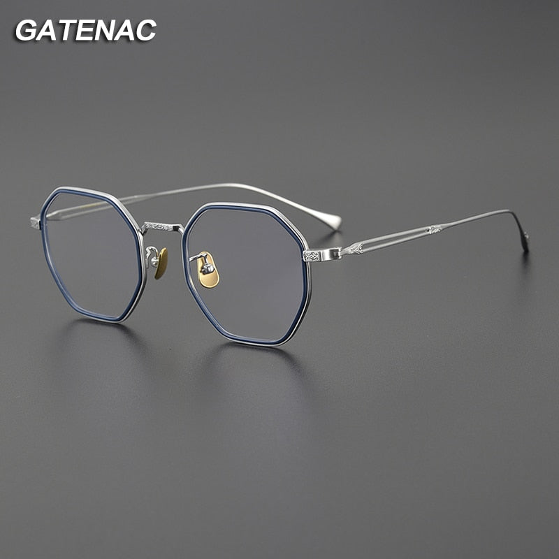 Gatenac Unisex Full Rim Polygon Titanium Eyeglasses Gxyj1124 Full Rim Gatenac   