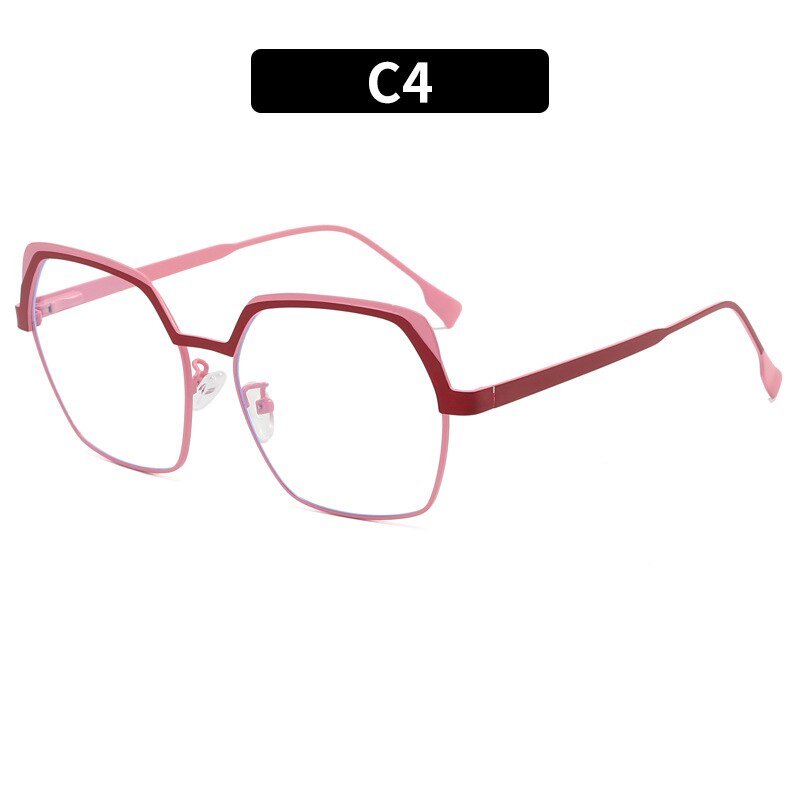 CCspace Women's Full Rim Irregular Square Alloy Eyeglasses 55071 Full Rim CCspace Red China 