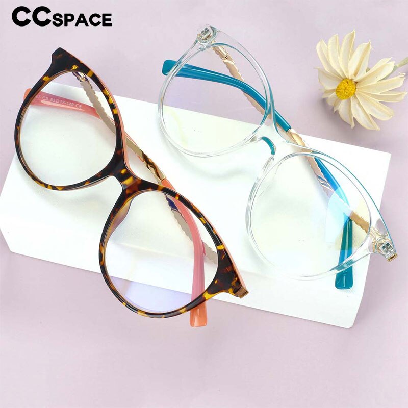 CCSpace Women's Full Rim Round Cat Eye Tr 90 Titanium Frame Eyeglasses 54102 Full Rim CCspace   