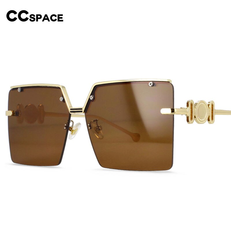 CCSpace Women's Rimless Oversized Rectangle Alloy Frame Sunglasses 54213 Sunglasses CCspace Sunglasses   