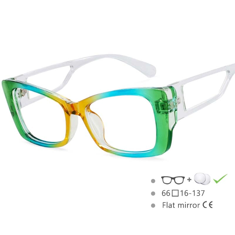 CCSpace Women's Full Rim Square Resin Frame Rainbow Eyeglasses 54537 Full Rim CCspace C9 China 
