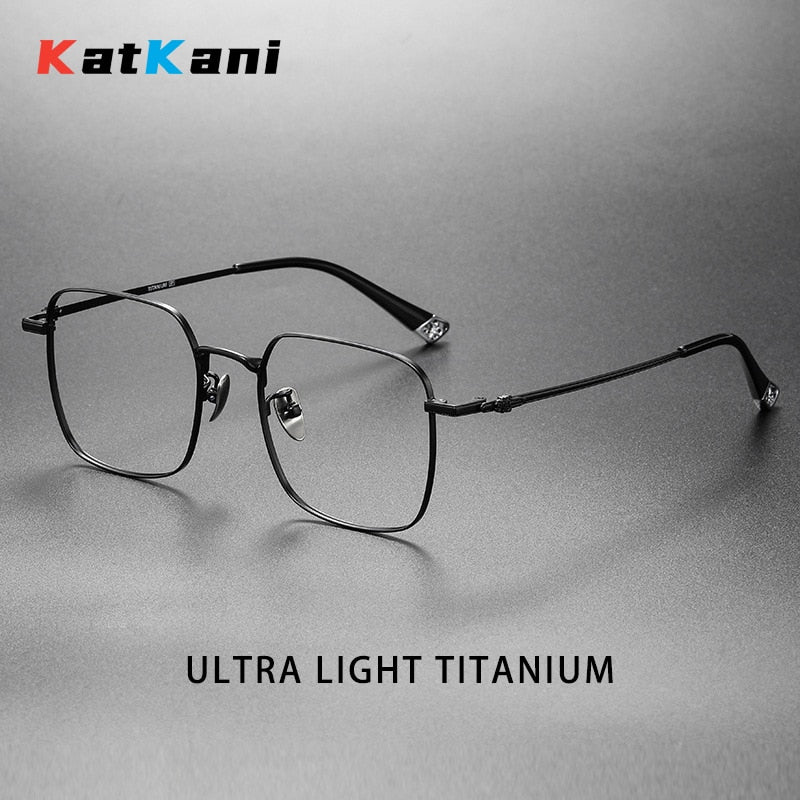 KatKani Unisex Full Rim Square Polygon Titanium Eyeglasses Ch2037 Full Rim KatKani Eyeglasses   