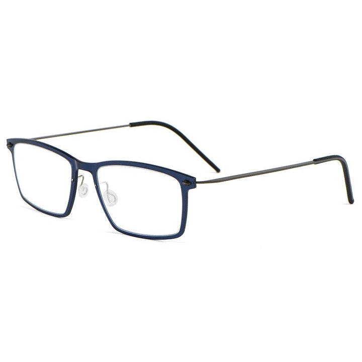 Yimaruili Unisex Full Rim Square Nylon Titanium Screwless Eyeglasses 6544ND Full Rim Yimaruili Eyeglasses Blue Gun  