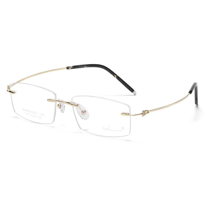 Reven Jate Unisex Rimless Rectangle Titanium Alloy Eyeglasses 8581 Rimless Reven Jate golden  