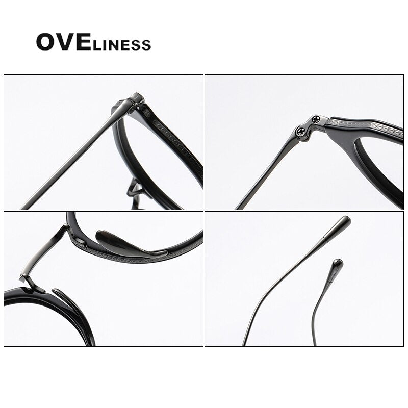 Oveliness Unisex Full Rim Oversized Square Round Acetate Titanium Eyeglasses 1113 Full Rim Oveliness   