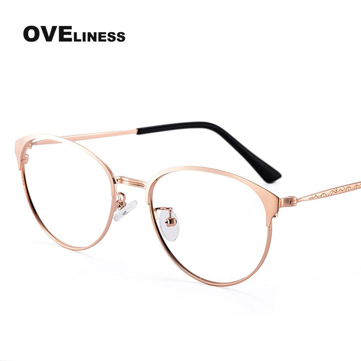 Oveliness Unisex Full Rim Round Alloy Eyeglasses 52018 Full Rim Oveliness gold  