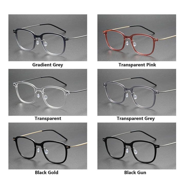 Oveliness Unisex Full Rim Square Acetate Titanium Eyeglasses 6510 Full Rim Oveliness   