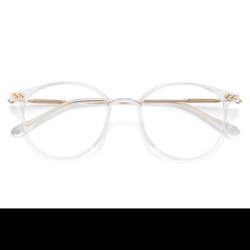 Yimaruili Unisex Full Rim Round Tr 90 Alloy Eyeglasses 90045 Full Rim Yimaruili Eyeglasses Transparent  