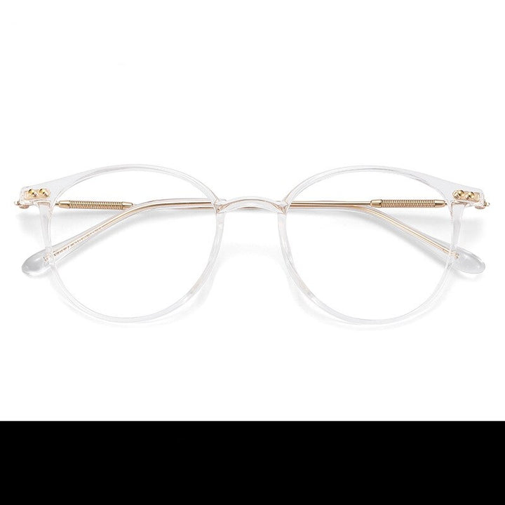 Yimaruili Unisex Full Rim Round Tr 90 Alloy Eyeglasses 90045 Full Rim Yimaruili Eyeglasses Transparent  