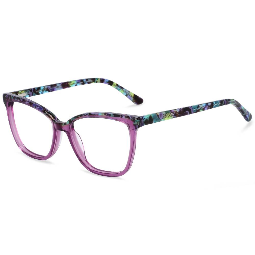 CCSpace Women's Full Rim Square Acetate Frame Eyeglasses 54374 Full Rim CCspace Purple China 