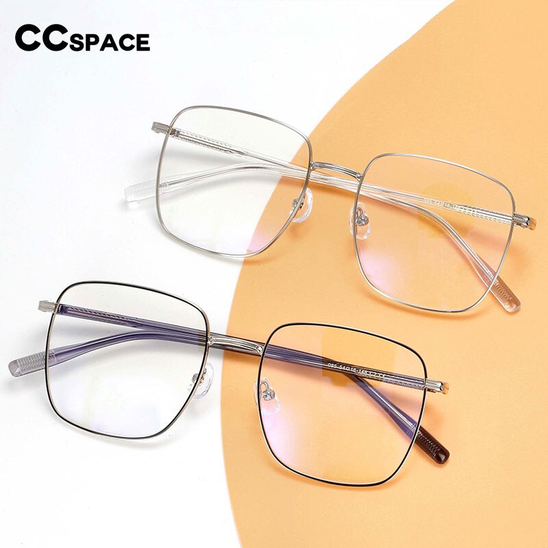 CCspace Unisex Full Rim Oversized Square Alloy Frame Eyeglasses 54312 Full Rim CCspace   