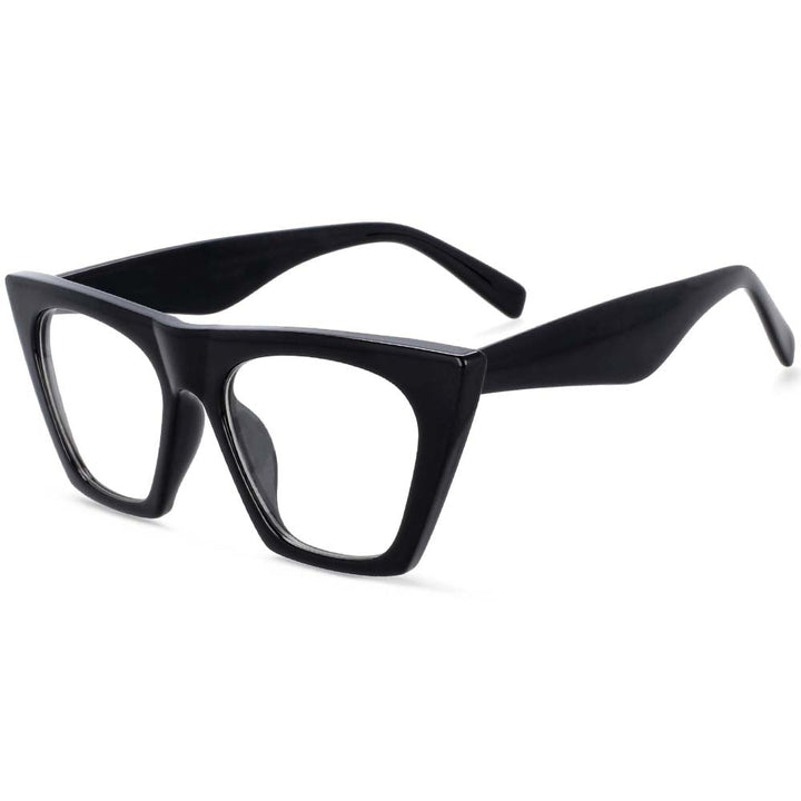 CCSpace Women's Full Rim Oversized Square Cat Eye Resin Frame Eyeglasses 54133 Full Rim CCspace Black  