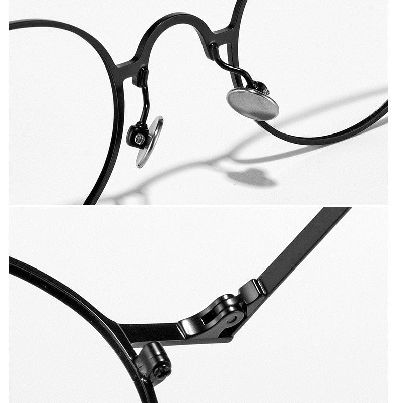 Yujo Unisex Full Rim Small 43mm Round Alloy Eyeglasses Customized Lenses Full Rim Yujo   