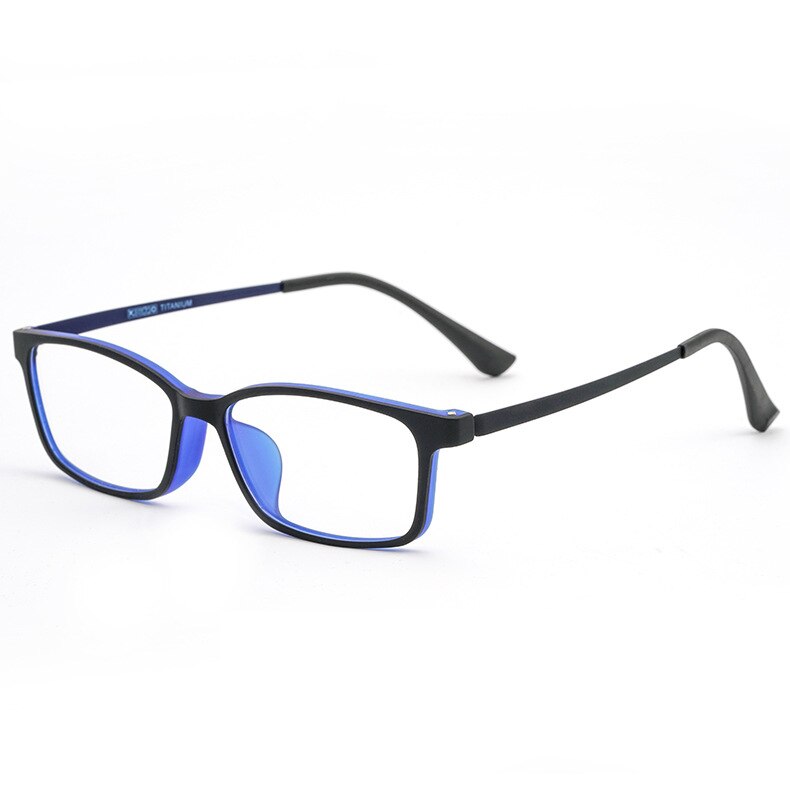 Yimaruili Unisex Full Rim Small Rectangle Square Tr 90 Titanium Eyeglasses 3085 Full Rim Yimaruili Eyeglasses Black Blue  