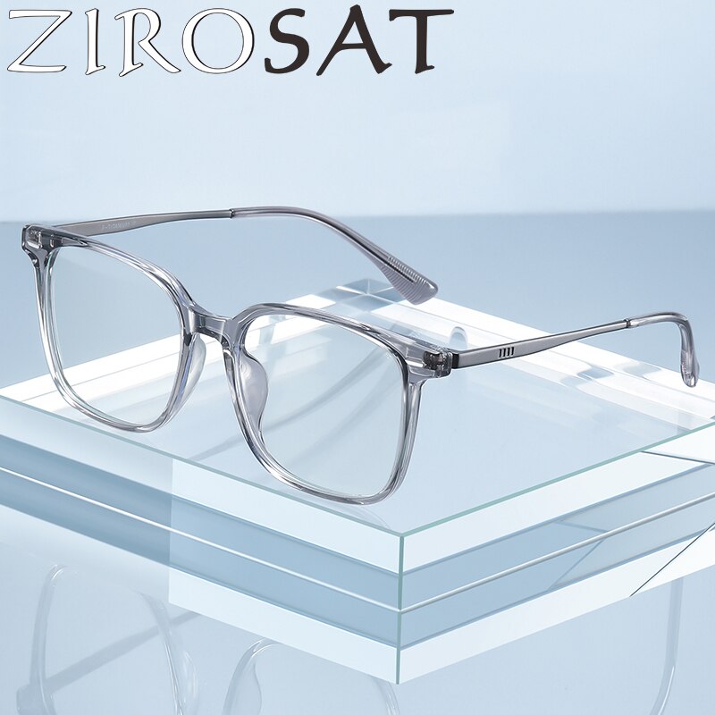 Zirosat Men's Full Rim Square Tr 90 Titanium Eyeglasses St6204 Full Rim Zirosat   
