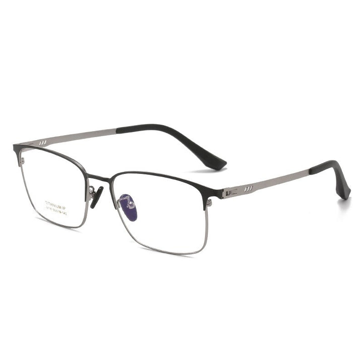 Reven Jate Men's Full Rim Square Titanium Screwless Frame Eyeglasses 6118 Full Rim Reven Jate back-grey  