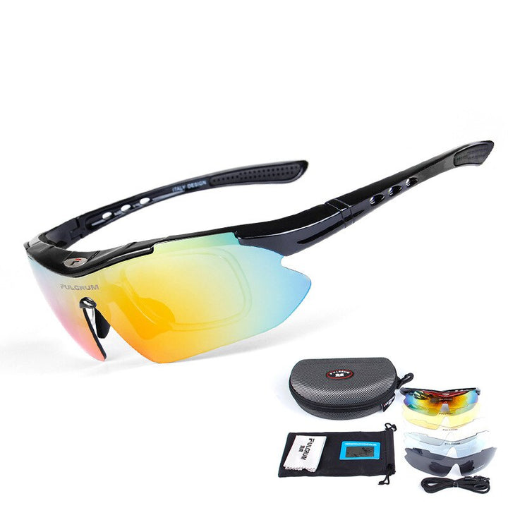 Yimaruili Men's Semi Rim Rectangle Acetate One Lens +5 Polarized Sport Sunglasses F0089 Sunglasses Yimaruili Sunglasses Bright Black Other 