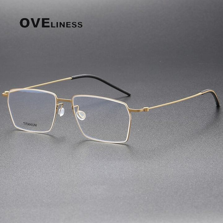 Oveliness Unisex Full Rim Square Titanium Eyeglasses 5509 Full Rim Oveliness gold  