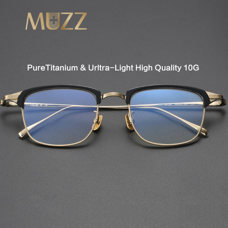 Muzz Men's Full Rim Square IP Titanium Eyeglasses Kj20 Full Rim Muzz   