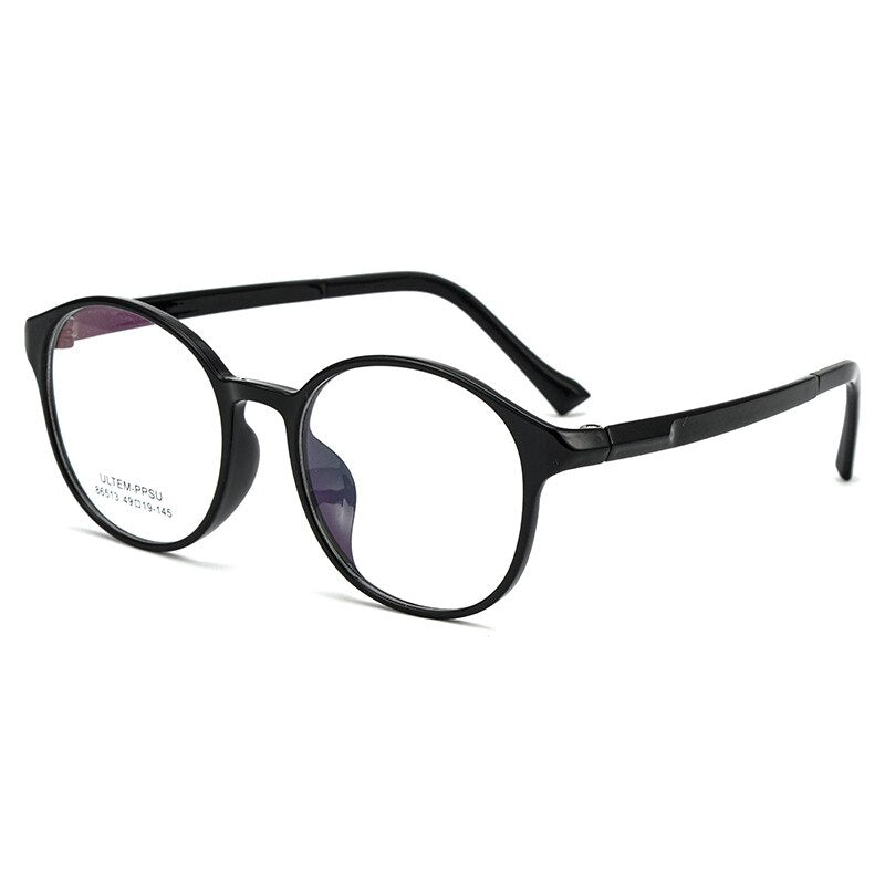 Yimaruili Unisex Full Rim Round Ultem Frame Eyeglasses 86513S Full Rim Yimaruili Eyeglasses Brihgt Black  
