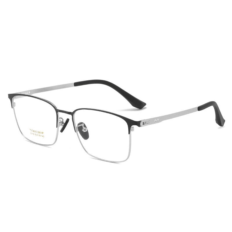 Reven Jate Men's Full Rim Square Titanium Screwless Frame Eyeglasses 6118 Full Rim Reven Jate silver  