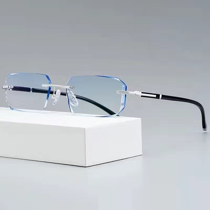 Cubojue Unisex Rimless Square Alloy Tinted Lens Reading Glasses G858 Reading Glasses Cubojue   