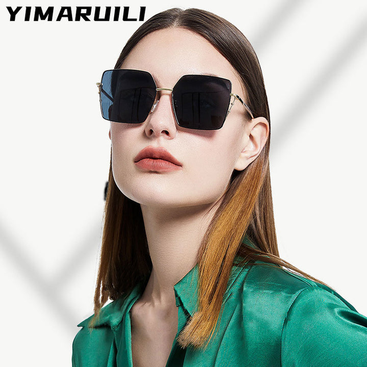 Yimaruili Women's Full Rim Polygonal Rectangle Alloy Frame Polarized Sunglasses LS324 Sunglasses Yimaruili Sunglasses   