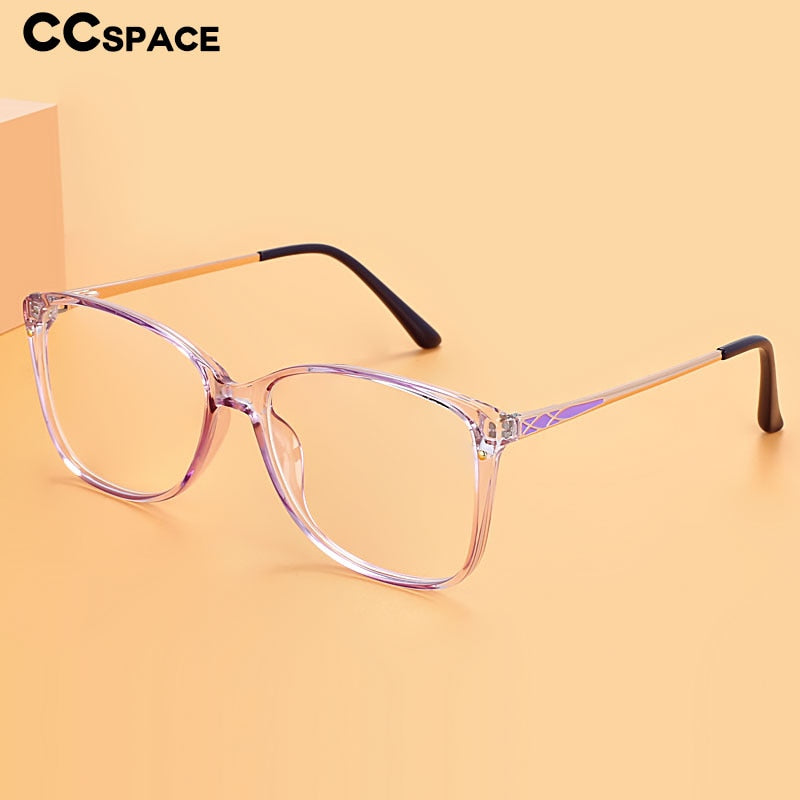 CCspace Women's Full Rim Square Tr 90 Titanium Eyeglasses 49587 Full Rim CCspace   