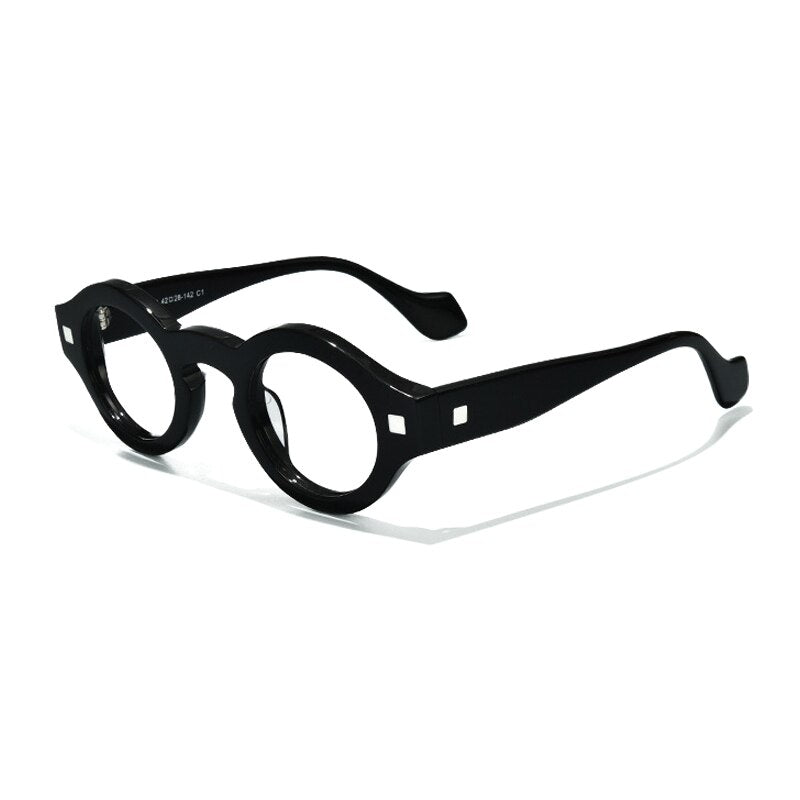 Gatenac Unisex Full Rim Irregular Round Acetate Eyeglasses Gxyj1007 Full Rim Gatenac Black  